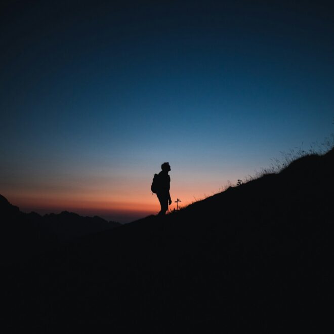 silhouette photography of man