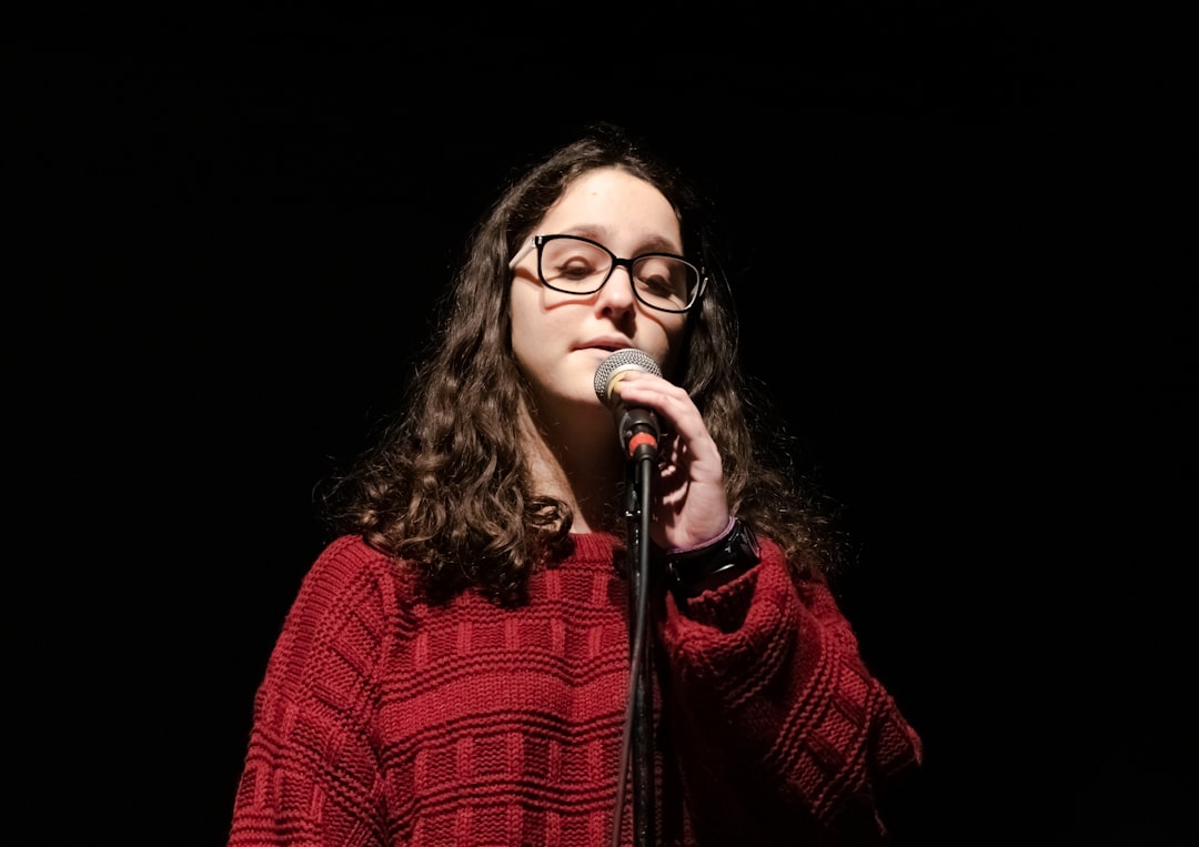 Spotlight shining on a singer