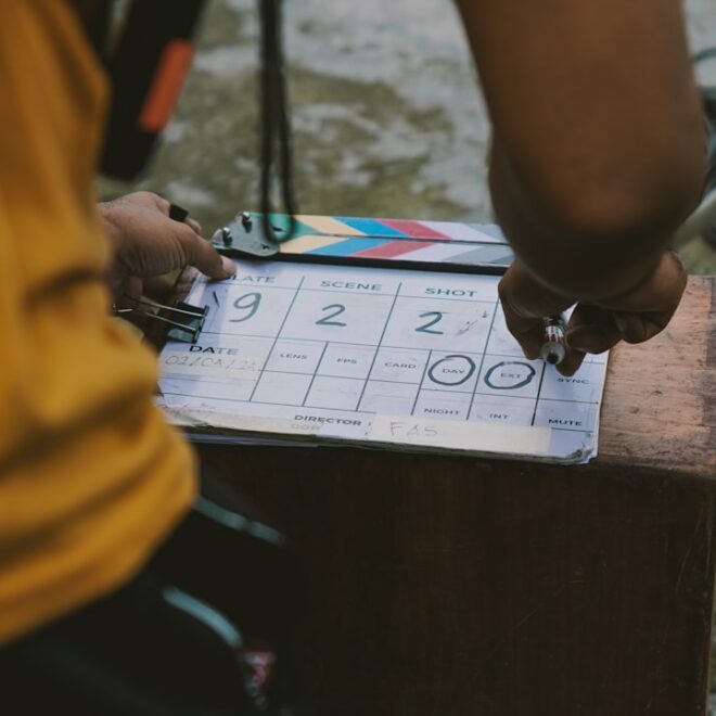 Behind the scenes with a clapper board