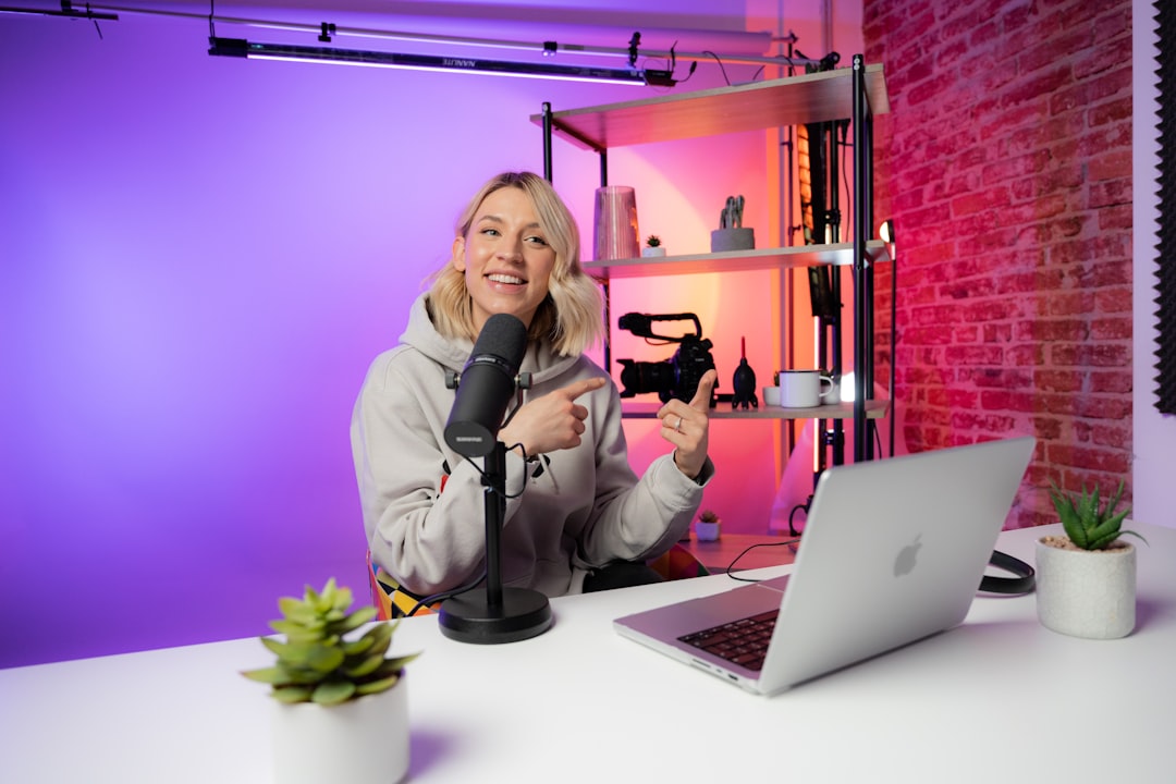 Photo session from the videodeck studio. We create video content for software companies and help them grow on YouTube. This photo is with one of our hosts, Heleana.