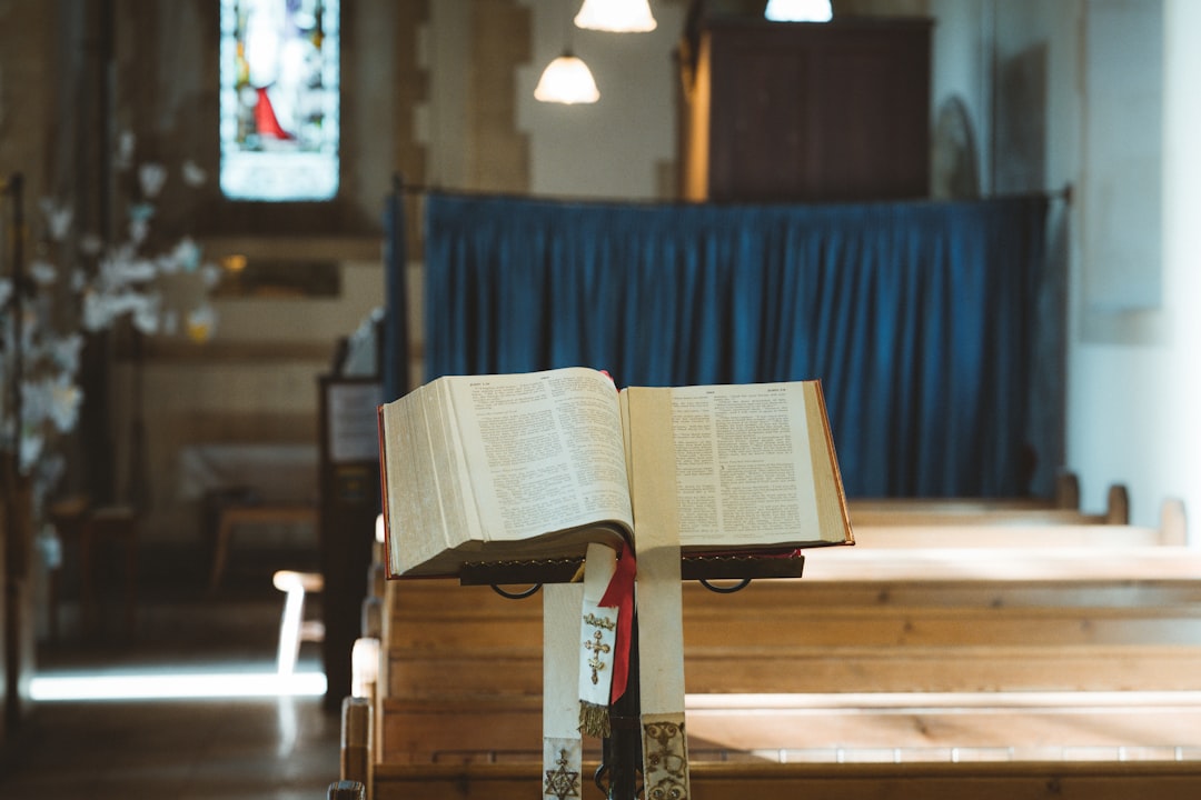 Bible, on a stand in a church
