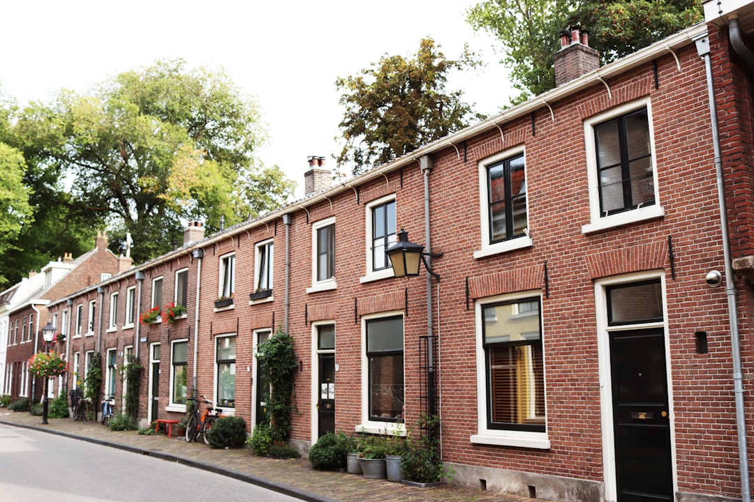 Gezinswoningen aan een straat met groen