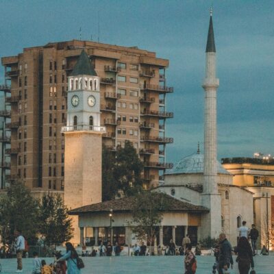 Het centrum van Tirana in Albanië