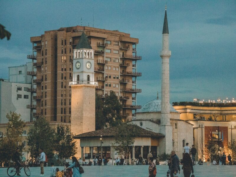 Het centrum van Tirana in Albanië