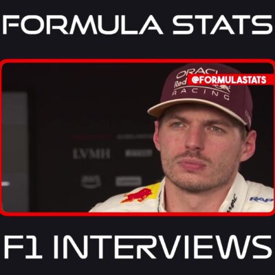 Max Verstappen in zijn Red Bull-pet tijdens een interview na de race